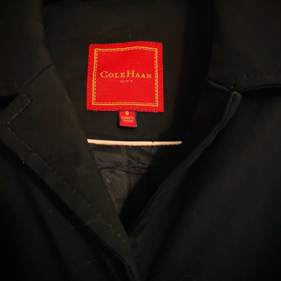 COLE HAAN 🧥 Black Trench Coat Size 8 - Picture 3 of 5